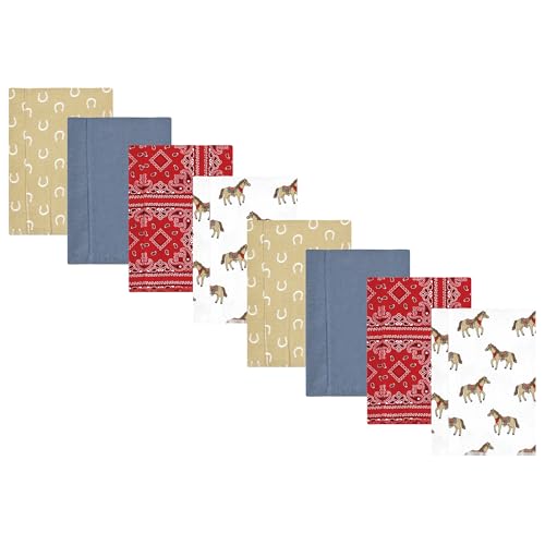 Image of Hudson Baby Cotton Poly Flannel Burp Cloths Multipack, Cowboy 8-Pack, One Size