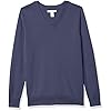 Amazon-Essentials-Womens-100-Cotton-Long-Sleeve-V-Neck-Sweater Amazon Essentials Women's 100% Cotton Long-Sleeve V-Neck Sweater, Navy, Large