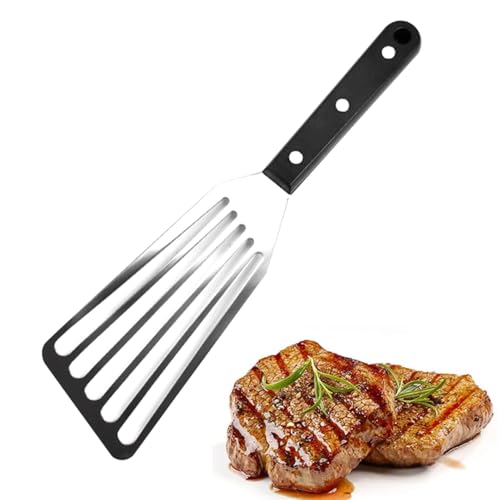 Professional Stainless Steel Fish Spatula Turner with Solid Handle - BBQ Metal Slotted Non-Stick Utensil for Cooking Fish, Egg, Meat, Dumpling Frying