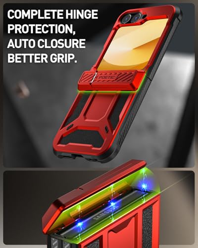 Poetic SPARTAN-GALAXY-Z-FLIP6-METALLICRED Spartan Case For Samsung Galaxy Z Flip 6 5G (2024), [Kickstand][Built-In Screen Protector][Hinge Protection][20Ft Drop Tested], Full-Body Rugged Shockproof Protective Cover, Metallic Red thumb #3