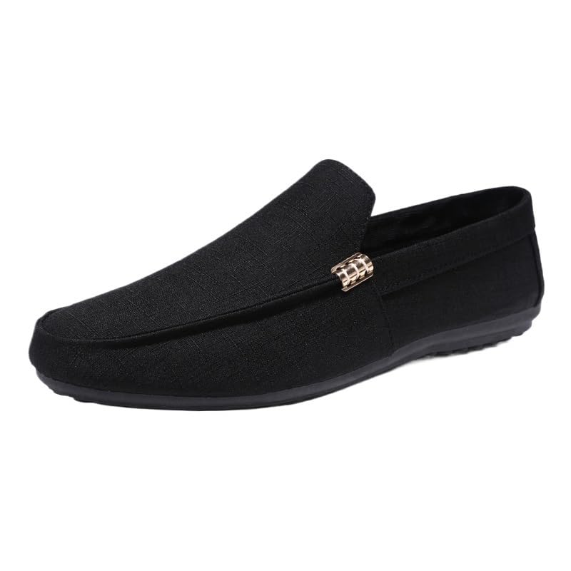 Men's Loafers Round Toe Cloth Loafer Shoes Slip Resistant Lightweight Anti-Slip Party Slip-ons
