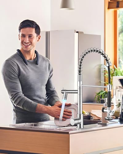 Image of Fapully Chrome Kitchen Sink Faucet, Commercial Pluma De Fregadero De Cocina