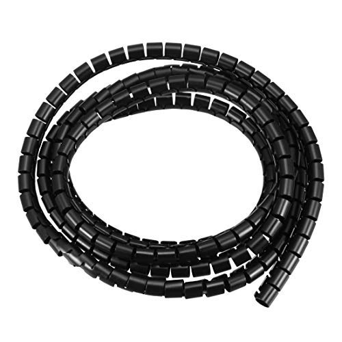 Image of Flexible Spiral Tube Wrap Cable Management Sleeve 7 mm x 8 mm Computer Wire Management Cord 2 Metres Black
