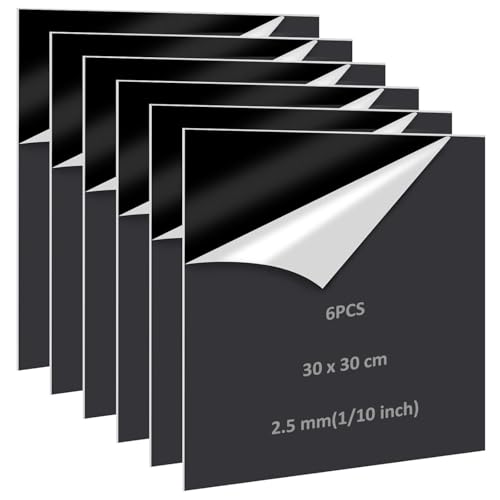 Oungy Lot de 6 plaques en acrylique noir, 30 x 30 cm, plaque acrylique noire de 2,5 mm, disques acryliques noirs en plastique, plaque acrylique noire pour panneaux, DIY, présentoir, artisanat
