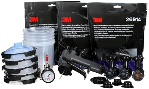 3M Performance Fine Finish Spray Gun System 26978, Includes PPS 2.0 Cup System, 15 Replaceable Gravity Fine Finish HVLP Atomizing Heads, Air Control Valve