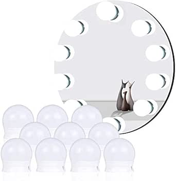 Daover 10 Led Spiegelleuchte, Hollywood Spiegel Beleuchtung 10 Dimmbar 7000K Make Up Licht, Schminktisch Leuchte, Spiegellampe für Kosmetikspiegel, Badzimmer Spiegel, Dekoration LED Licht