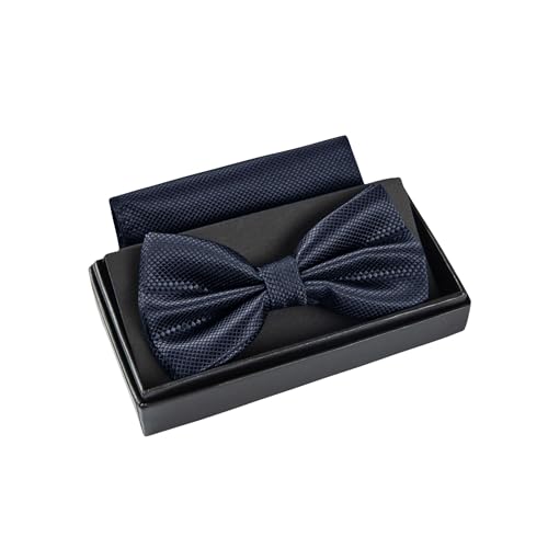 Massi Morino Fliege Dunkelblau mit Einstecktuch für Herren Set - Anzug...