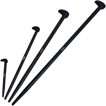 EXXO Tools - Heavy Duty 4-Piece Pry Bar Set- Durable Alloy Steel Industrial Strength for Automotive Mechanics, Craftsman, Machinery Technicians - Extra Long - Includes 6, 12, 16, 20 Inch Ladys Foot