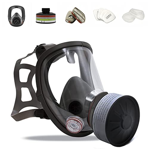 Full Face RespirÐ°tor, Emergency Gear NBC Gas Mask with 40 mm Filter Canister and Activated Carbon Air Filter for Industrial, Welding, Polishing, Halloween, Chemical Handling, Painting, Survival