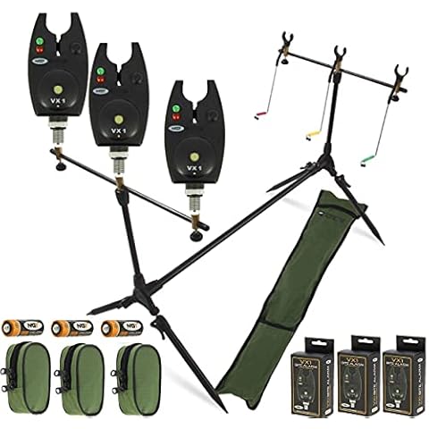 angling pursuits NEW NGT CARP FISHING MULTI ROD POD WITH SWINGERS + 3 VX1 Bite Alarms + Batteries Cover