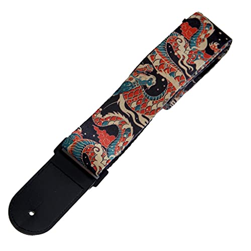 Sangles de guitare vintage à rayures et fleurs pour guitare électrique acoustique, tissu brodé avec extrémités en cuir… - Les Beatles, Paul McCartney, John Lennon, RIngo Starr, George Harrison Sangles de guitare vintage à rayures et fleurs pour guitare électrique acoustique, tissu brodé avec extrémités en cuir…