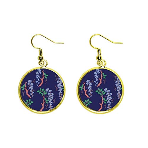 Pendientes de gota dorados ligeros con hoja púrpura japonesa que no dañan tus orejas