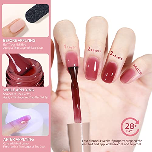 Gaoy Jelly Nude Gel Nail Polish, 16Ml Sheer Nautral Gel Polish, Uv Light Cure For Nail Art Diy, Color 1305 #TOP3