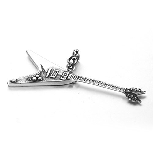 PAMTIER Men's Stainless Steel Retro Electric Guitar Pendant Punk Necklace3