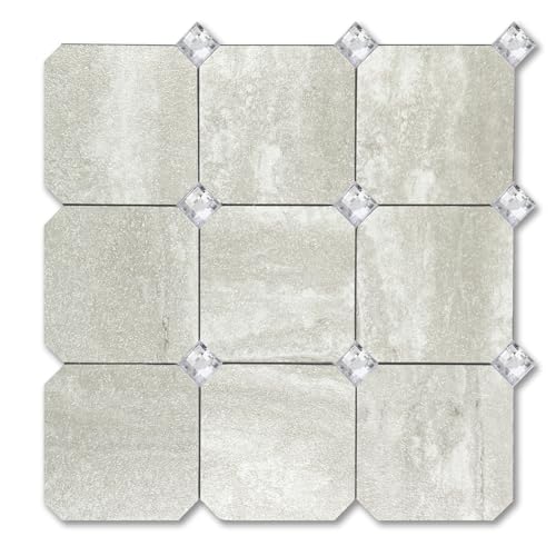 Yipscazo 10 Sheets Peel and Stick Diamonds Tile Backsplash, PVC Backsplash Tiles,Stick on Backsplash for Kitchen (12'' X 12'', Gray Beige) by Yipscazo - Used condition - US$23.80