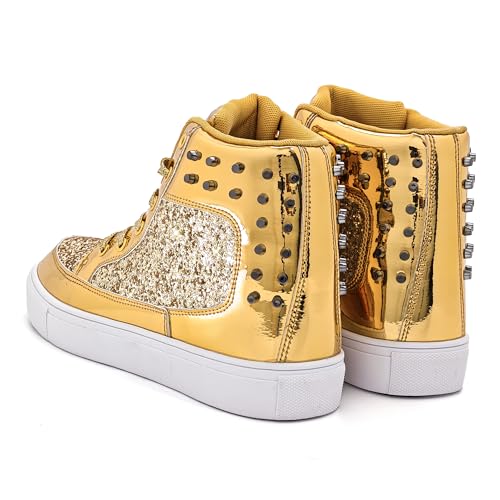 Image of IGxx Glitter Rivet Shoes Men Disco Punk High Top Women Sneakers