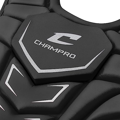 Champro Optimus Mvp Plus Chest Protector For Commotio Cordis With Removable Shoulder Cap, 12", Black #TOP4