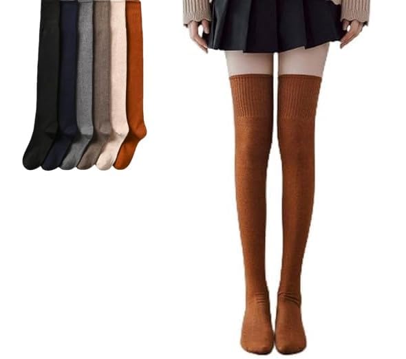 Wool Warm Thigh High Socks Knitted...