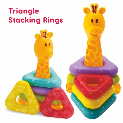 Image of toymate Giraffix 3-in-1 Stacking, Sorting & Ring Toss Toy for Toddlers | Educational Montessori Learning for Babies | Shape Sorter, Stacking Rings & Motor Skills Development Toy for 12+ Months