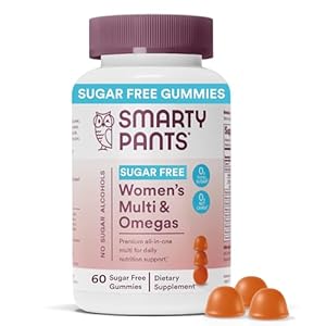SmartyPants Women’s Multivitamin Gummies, Sugar Free: Biotin, Methylfolate, Omega 3 (ALA), Vitamin D3, C, Vitamin B12, B6, Vitamin A, K & Zinc, Gluten Free, 60 Count (20 Day Supply)