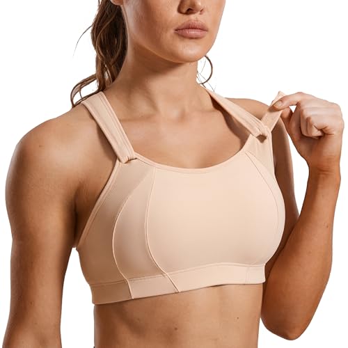 Image of SYROKAN Women's Sports Bra Front Adjustable Padded | High Impact, Racerback, Wireless, Plus Size, Full Coverage, Running Bra