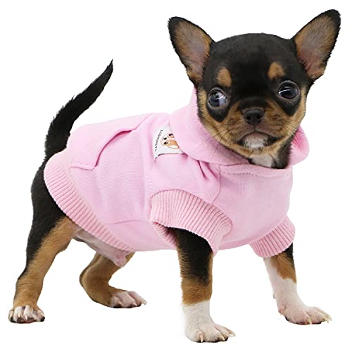 LOPHIPETS Hunde-Kapuzenpullover aus Baumwolle, für kleine Hunde, Chihuahua, Welpen, für kaltes Wetter, Rosa/XXS