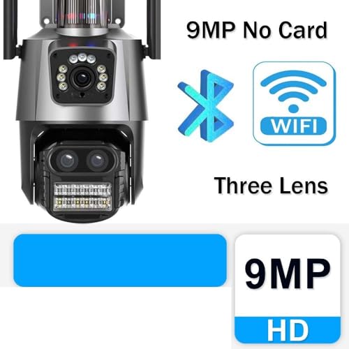 Cámara IP de 9MP para exterior con tres lentes y pantalla dual PTZ 3