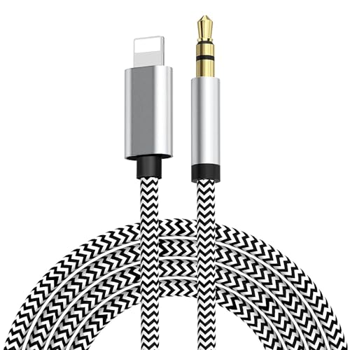 Ainlinso Aux Cable for iPhone in Car 3.5mm Aux Cord foriPhone 11/11 Pro/ 11 Pro Max/XR/XS/X/13/12/12 Pro Max/13 Pro Max/14 for Car Stereo/Headphones/Speaker Support All iOS System-silver gray(1M)