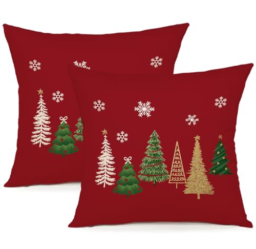 ZWJD Kissenbezug Weihnachten 50x50 2er Set Winterdeko Kissenbezüge...