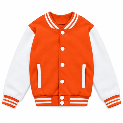 Image of Kids Baseball Jackets Boys Girls Fit Varsity Jacket Casual Lightweight Plain Button Cardigan School Coat