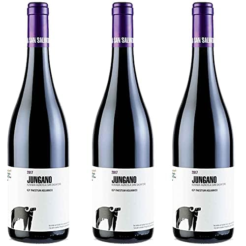 Aglianico IGP Paestum Jungano | San Salvatore | Vino Rosso Raffinato Campania | 3 Bottiglie 75Cl | Idea Regalo