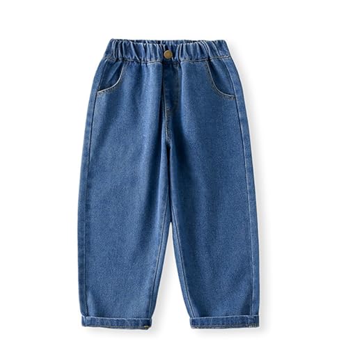 Mud Kingdom Boys Blue Jeans Casual Pants for Girls Elastic Waist Trousers Fall Kids