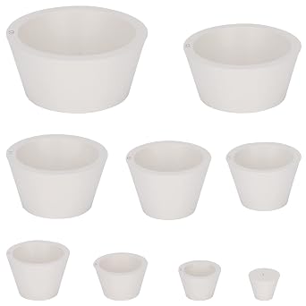 FunChem Filter Adapter Cones, 9 Pack White Wear-Resisting Tapered Collar Rubber Stopper Buchner Funnel Flask Cones Adapter Set, Smooth Surface, White