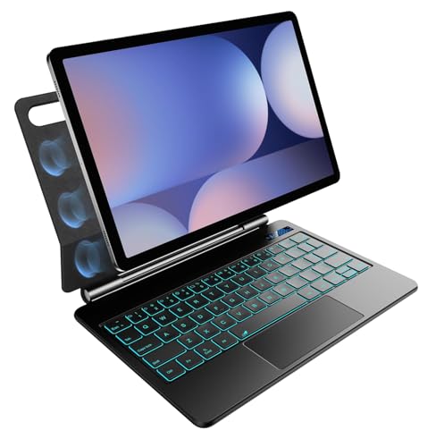 Image of RTSY Magic Style Keyboard for Samsung Galaxy Tab S10 Plus, S10+, S9 Plus, S9+, S9 FE Plus, S8 Plus, S7 Plus (12.4 Inch) with 7-Colors Backlit & Multi Touch Trackpad, Floating Cantilever Design. LED