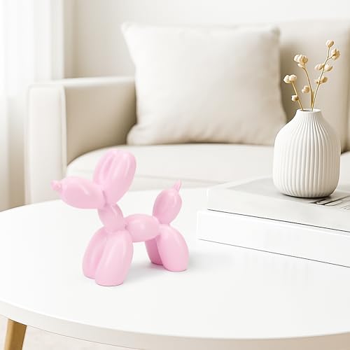 Estatua pequeña de perro globo rosa para decoración miniatura 4