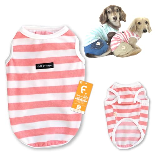 小型犬 パイル ボーダー お部屋着 タンクトップ 抜け毛対策 犬の服 フルオブビガー 46/ベビーピンク NML