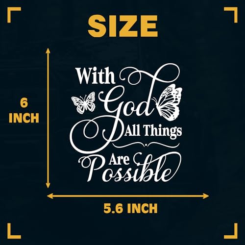 Image of with God All Things are Possible Car Decal Butterfly Cute Christian Sticker for Car Window Bumper Truck Religious Faith Decals Vinyl Waterproof 6 Inches Car Accessories Stickers Gift for Mom Dad
