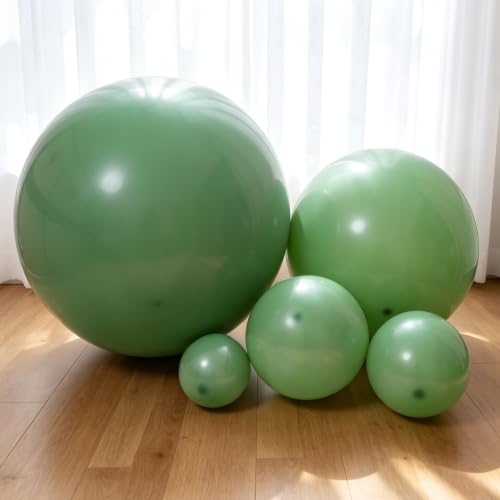 Image of KALOR 9 Pcs 36 Inch Large Bean Green Big Giant Round Latex Balloons