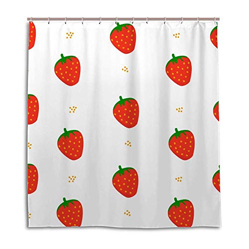 Rideau de douche fraise polyester imperméable lavable 168 x 183 cm