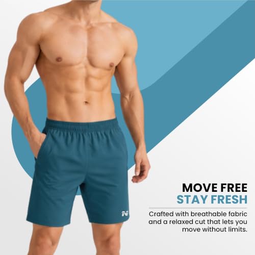Image of NINQ Workout Half Pant for Man | Gym Shorts for Men with Drawstring Waist & 1 Zipper Pockets | Stylish Lightweight Shorts Pant for Men Sports