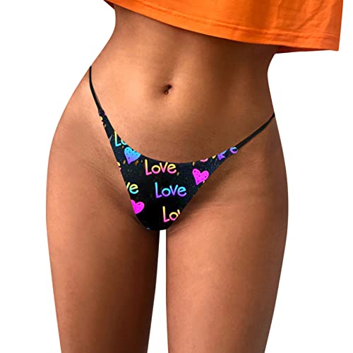 Uwdiohq String Sexy Saint Valentin pour Les Femmes Le Sexe T Back Culotte Taille Basse Bretelles Extensibles Tongs sans Couture Robe Bustier Chic (Blue, S) Gaine Coton...