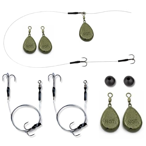 Pike Deadbait Rigs SET for Ledger Pike Fishing - Size 2 4 6 8 - Zander Deadbaiting - UK (4 (Large))