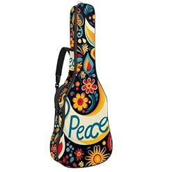 JRHEJTFZ Housse pour guitare acoustique de 1,9 cm d’épaisseur – Imperméable – Durable et élégant – Joli signe de paix, Multicolore., 42.9×16.9×4.7 in, Motif imprimé tendance - Les Beatles, Paul McCartney, John Lennon, RIngo Starr, George Harrison