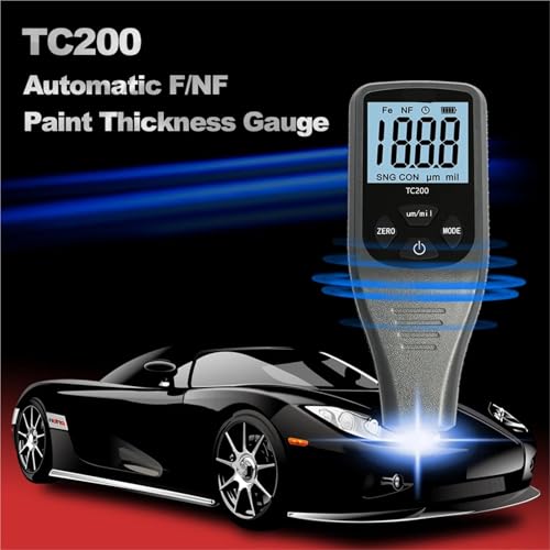 Paint Thickness Gauge, TC200 Gris Medidor de Espesor de Pintura para Automóviles 0.1um/0-1500 Micrones Medidor de Espesor de Película de Pintura FE/NFE con Manual en Ruso miniatura 2