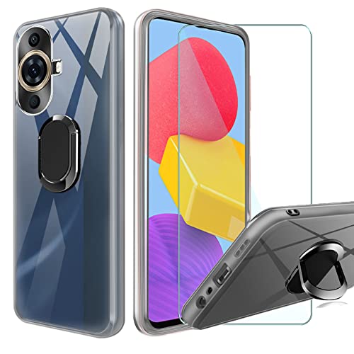 CAXKJE para Huawei Nova Y71 (6.75 Pulgada) Fundas + Protector Pantalla,Transparente Soporte Caso Silicona Cover Carcasa Suave Case,para Nova Y71 Cristal Templado Film