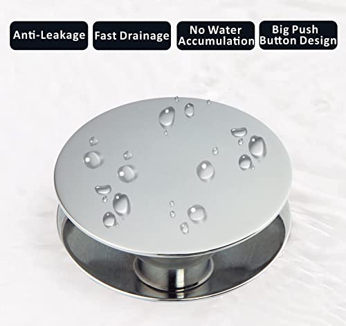 Artiwell Universal Bathroom Sink Drain Stopper, Fits Most Pop-Up Drains for Vessel Sink Lavatory Vanity, Sink Drain Strainer with Detachable Hair Catcher, Tested by Plumber in US (CHROME PLATED) - Thumbnail 5
