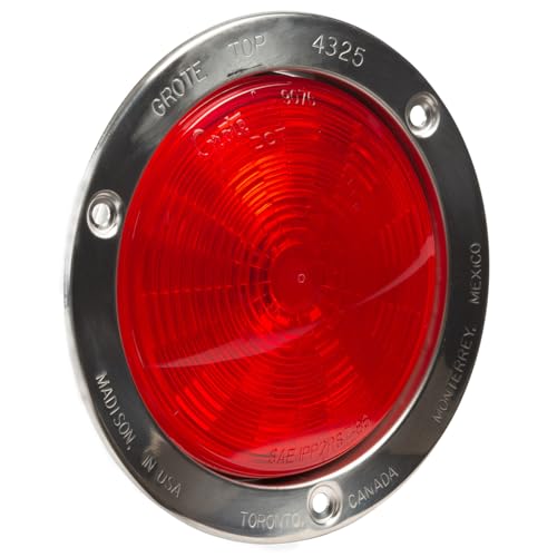 Grote 54492-3 Supernova 4" NexGen LED Stop Tail Turn Light - Stainless Steel Flange, Male Pin, Red (Bulk Packaging)