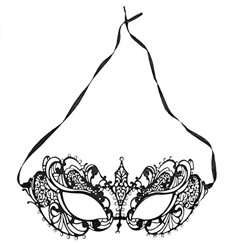Venezianische Maskenball für Damen, lasergeschnitten, aus Metall, Party-Maske, Kostümzubehör, schwarz, Standard Cover