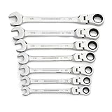 GEARWRENCH 7 Pc. 12 Pt. Flex Head Ratcheting Combination Wrench Set, SAE - 9700