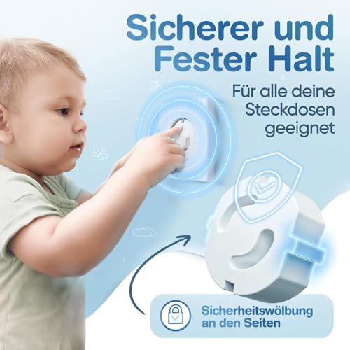 Adlersfeld® Steckdosen Kindersicherung (20 Stück) - Kindersicherung Steckdose zum Schutz vor Stromschlägen - Einfache Installation ohne Kleben - Steckdosenschutz Weiß - Sicherheit für Baby & Kinder